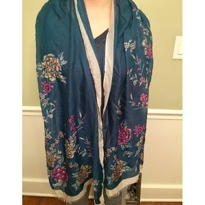 Teal Floral Scarf 🧣